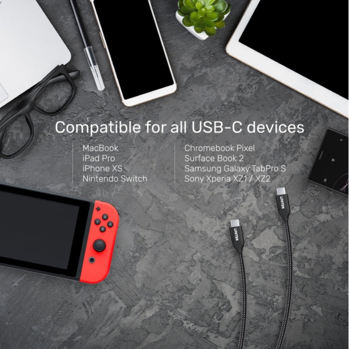 UNITEK TYPE-C ŞARJ 2MT 100W E-MARKER (C14059BK)