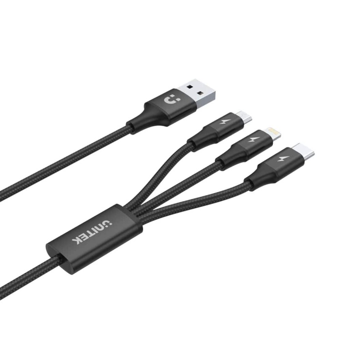 UNITEK USB-A 3in1 HIZLI ŞARJ 1.2MT 2.4A (C14049BK)
