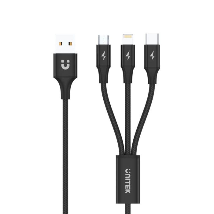 UNITEK USB-A 3in1 HIZLI ŞARJ 1.2MT 2.4A (C14049BK)