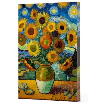 Van Gogh 10 - Ayçiçekleri Çizgili Yan Boyamalı Defter