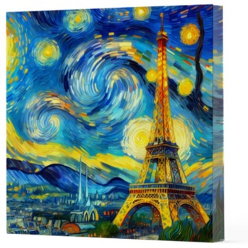 Van Gogh 9 Eyfel Kulesi - Çizgisiz Yan Boyamalı Defter