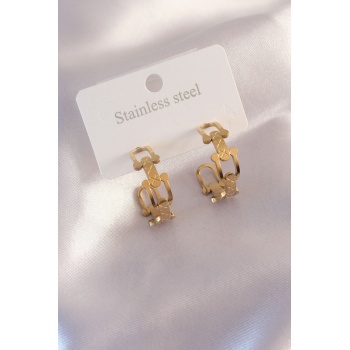 Çelik Gold Renk Tifanny Zincir Model Kadın Küpe - Lisinya