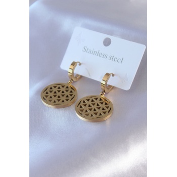 316L Çelik Gold Renk Lotus Model Kadın Küpe - Lisinya