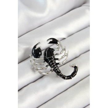 3D Siyah Akrep Figürlü Gümüş Renk Kadın Broş - Lisinya