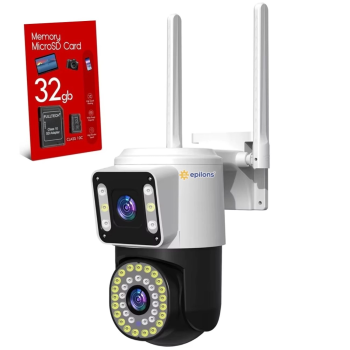 32 Gb Hafıza Kartlı 4mp Yoosee Çift Lens Ip Kamera - Wıfı Otomatik İzleme, Su Geçirmez Kablosuz Güvenlik Ev Kamerası, Renkli Gece Görüş ( Lisinya )