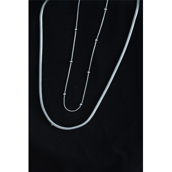 Paslanmaz Çelik Snake ve Dorika Model Kombin Kolye