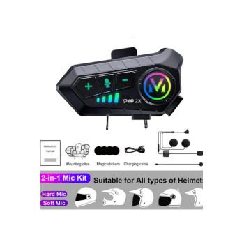 y10 2x Motosiklet Kask İntercom Çift Eşleşme Rgb Işıklı Bluetooth Kulaklık 5,3 - Lisinya