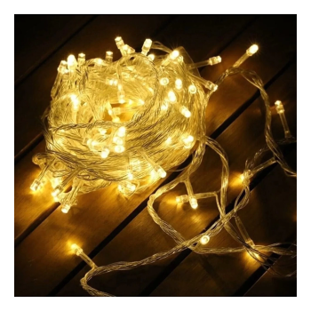 Yılbaşı Aydınlatması 100 Led Perde Hortum Sıcak Beyaz Işık - 10 Metre Dekoratif Şeffaf Kablolu Süs - Lisinya