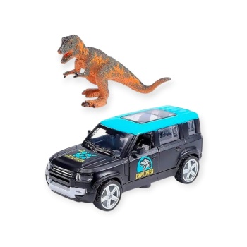 Çek Bırak Araç ve Dinazor  Oyun Seti - 6843-2D- Mavi (Lisinya)