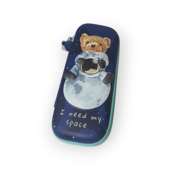 Kalemlik Kutusu Fermuarlı Kabartmalı Ayı Desenli