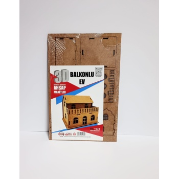 3D Ahşap Maket Balkonlu Ev
