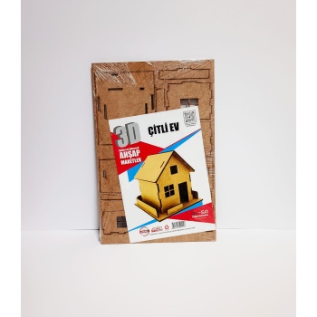 3D Ahşap Maket Çitli Ev