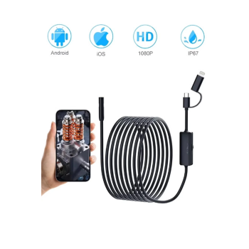 Endoskop Yılan Video Kamera Ios Ve Android Uyumlu Led’li 10 Metre 8 Mm Sert Kablo 2mp ( Lisinya )