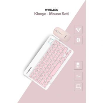 Pembe Kablosuz Klavye Ve Mouse Seti ( Lisinya )