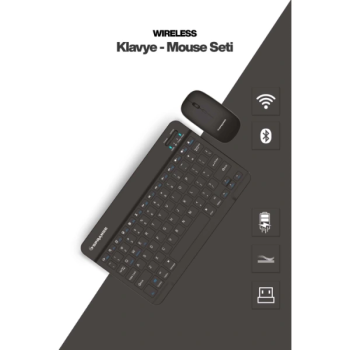 Siyah Kablosuz Klavye Ve Mouse Seti ( Lisinya )