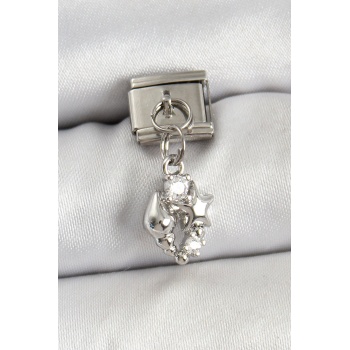 316L Çelik Sallantılı Zirkon Taşlı Deniz Kabuğu Ve Yıldız Model Gümüş Renk Nomination Charm - Lisinya