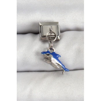 316L Çelik Sallantılı Köpekbalığı Model Gümüş Renk Nomination Charm - Lisinya