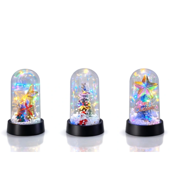 Yılbaşı Temalı Işıklı  Dekoratif Cam Fanus Alk5038 - Lisinya