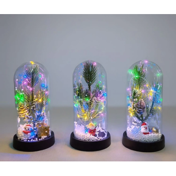 Yılbaşı Temalı Işıklı  Dekoratif Cam Fanus Alk5074 - Lisinya