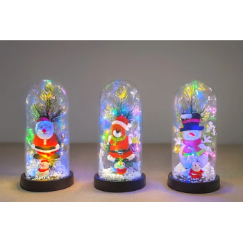 Yılbaşı Temalı Işıklı  Dekoratif Cam Fanus Alk5075 - Lisinya