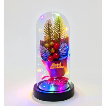 Yılbaşı Temalı Işıklı  Dekoratif Cam Fanus Alk5081 - Lisinya