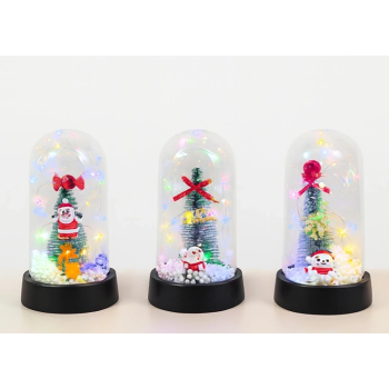 Yılbaşı Temalı Işıklı  Dekoratif Cam Fanus Alk5076 - Lisinya