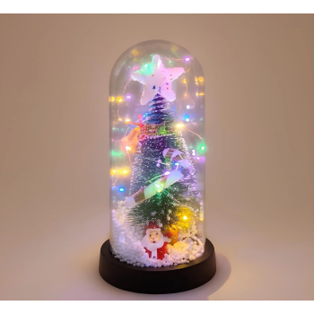 Yılbaşı Temalı Işıklı  Dekoratif Cam Fanus Alk5077 - Lisinya