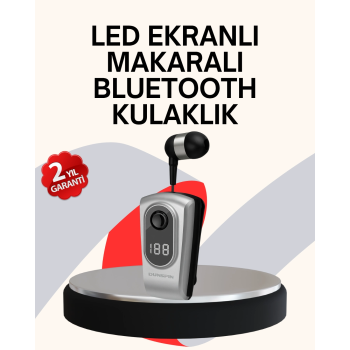 Profesyonel Bluetooth Kulaklık – Klipsli, Titreşimli, Dijital Göstergeli ( Lisinya )