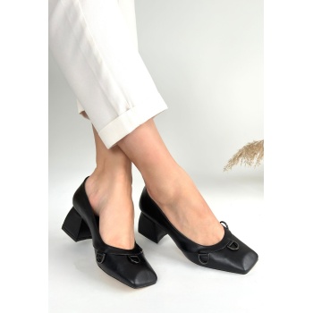 Cande Siyah Cilt Topuklu Ayakkabı - Lisinya