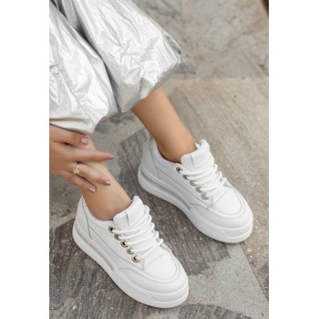 Lulu Beyaz Cilt Bağcıklı Spor Ayakkabı - Lisinya