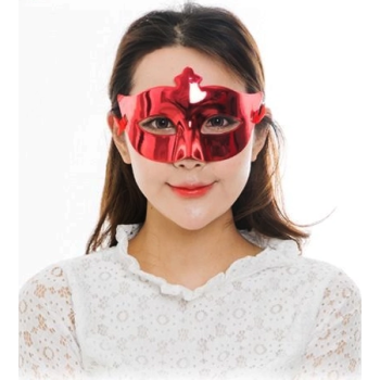 Kırmızı Renk Kostüm Partisi Ekstra Parlak Balo Maskesi 15x10 Cm - Lisinya