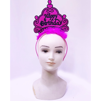 Happy Birthday Neon Fuşya Renk Doğum Günü Tacı 24x15 Cm - Lisinya