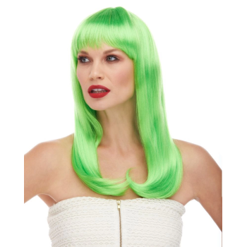 Yeşil Renk Uzun Düz Parti Peruğu - Lisinya