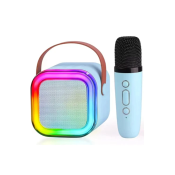 Karaoke Kablosuz Hoparlör Mikrofonlu Rgb Işıklı Bluetooth Speaker Tf Kart/usb Mavi - Lisinya
