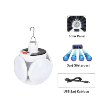 P-038 Solar Güneş Enerji Ve Usb Sarjli 5 Kanatlı - Lisinya