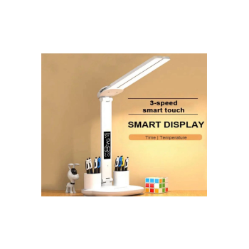 Led Dokunmatik Katlanabilir Masa Lambası Takvim Sıcaklık Saat Şarjlı Masa Lambası - Lisinya