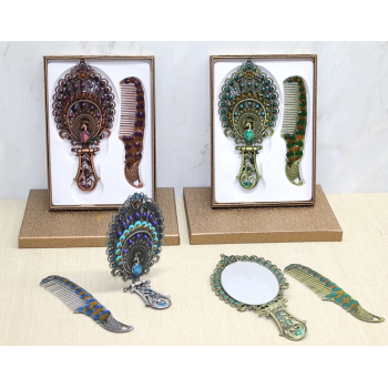 Tavuskuşu Katlanabilir Ayna Ve Tarak Seti Büyük Boy Alk4982 - Lisinya