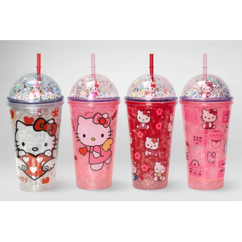 Sevimli Hello Kitty Işıklı Pipetli Boncuklu Suluk & Bardak 400 Ml Alk3145 - Lisinya