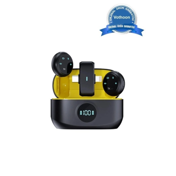 Kablosuz Profesyonel İkili Yayın Yaka Mikrofonu Şarj Kutu Mıknatıslı Typce Lightning Çıkış Mikrofon - Lisinya