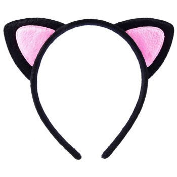 Sevimli Kedi Kulak Pofuduk Kedi Taç Siyah İçi Pembe Renk 17x15 Cm - Lisinya