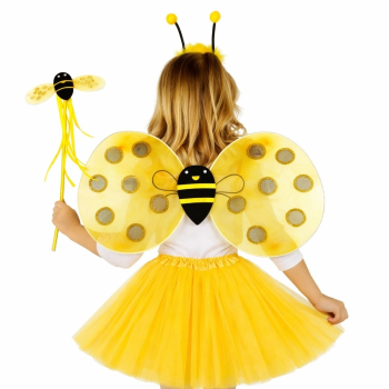 Sarı Renk Arı Kanadı Kostüm Seti (tütü, Kanat, Taç, Asa) - Lisinya