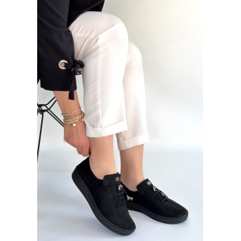 Warte Siyah Süet Bağcıklı Spor Ayakkabı - Lisinya