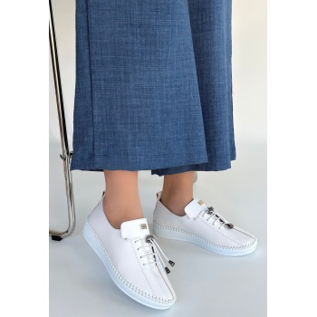 Warte Beyaz Deri Bağcıklı Spor Ayakkabı - Lisinya