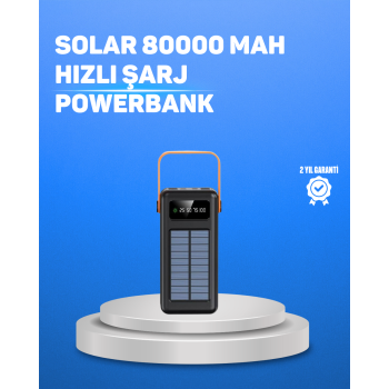 80000 mAh Yüksek Kapasiteli Powerbank Göstergeli Solar Şarj Cihazı - Lisinya