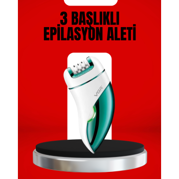 3ü 1 Arada Epilatör Su Geçirmez Metal Başlıklı LED Işıklı 90 Dakika Şarjlı - Lisinya