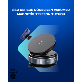 Güçlü Manyetik Tutuşlu 360° Döner Araç Telefon Tutucu – Vakumlu Montajlı - Lisinya