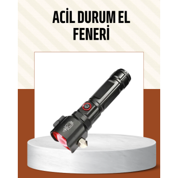Çekiçli Pusulalı Acil Durum Feneri USB Şarjlı Çok Fonksiyonlu - Lisinya