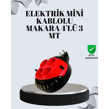 3 Metre Uzatma Kablolu 4 Prizli Makara Kırmızı - Lisinya