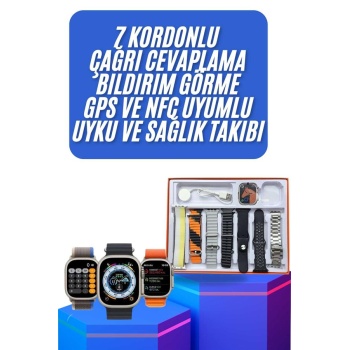 yeni nesil Unısex 7 Kordonlu Çok Fonksiyonlu Nabız Ölçer Uyku ve Sağlık Takibi - Lisinya