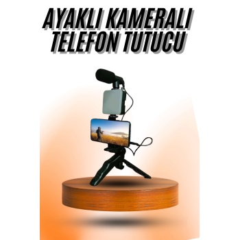 Telefon Tutucu Mini Mikrofonlu Tripod Vlog Çekim Video - Lisinya
